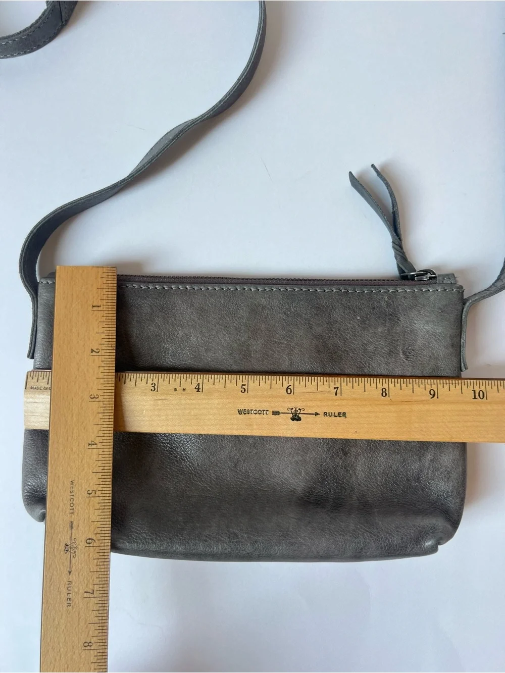R.P.S. Rock Paper Scissors Genuine Leather Distressed Crossbody Bag in Gray